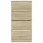 Shoe cabinet with 4 folding Sonoma oak drawers 80x21x163.5 cm by , Shoe racks and shoe organizers - Ref: Foro24-3214366, Pric...