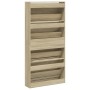 Shoe cabinet with 4 folding Sonoma oak drawers 80x21x163.5 cm by , Shoe racks and shoe organizers - Ref: Foro24-3214366, Pric...