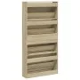 Shoe cabinet with 4 folding Sonoma oak drawers 80x21x163.5 cm by , Shoe racks and shoe organizers - Ref: Foro24-3214366, Pric...