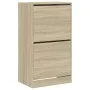 Shoe cabinet with 2 folding Sonoma oak drawers 60x42x108 cm by , Shoe racks and shoe organizers - Ref: Foro24-3214387, Price:...