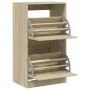 Shoe cabinet with 2 folding Sonoma oak drawers 60x42x108 cm by , Shoe racks and shoe organizers - Ref: Foro24-3214387, Price:...