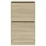 Shoe cabinet with 2 folding Sonoma oak drawers 60x42x108 cm by , Shoe racks and shoe organizers - Ref: Foro24-3214387, Price:...