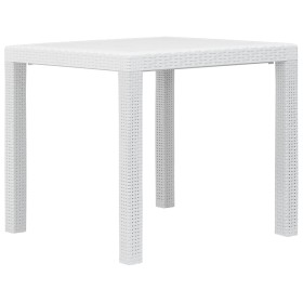 Mesa de jardín de plástico aspecto ratán blanco 79x79x72 cm de vidaXL, Mesas de jardín - Ref: Foro24-45601, Precio: 77,61 €, ...