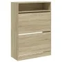 Shoe cabinet with 2 folding Sonoma oak drawers 80x34x116 cm by , Shoe racks and shoe organizers - Ref: Foro24-3214408, Price:...