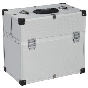 Caja de herramientas aluminio plateado 38x22,5x34 cm
