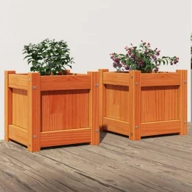 Outdoor planters 2 pcs solid wax brown pine wood by , Pots and planters - Ref: Foro24-837399, Price: 49,82 €, Discount: %