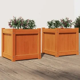 Jardineras de exterior 2 uds madera maciza de pino marrón cera de , Maceteros y jardineras - Ref: Foro24-837409, Precio: 70,4...