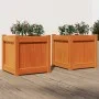 Outdoor planters 2 pcs solid wax brown pine wood by , Pots and planters - Ref: Foro24-837409, Price: 70,46 €, Discount: %