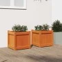 Outdoor planters 2 pcs solid wax brown pine wood by , Pots and planters - Ref: Foro24-837409, Price: 70,46 €, Discount: %