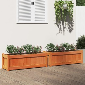 Jardineras de exterior 2 uds madera maciza de pino marrón cera