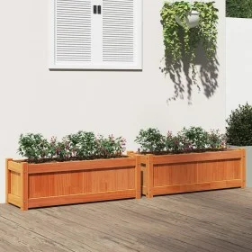 Outdoor planters 2 pcs solid wax brown pine wood by , Pots and planters - Ref: Foro24-837454, Price: 100,36 €, Discount: %