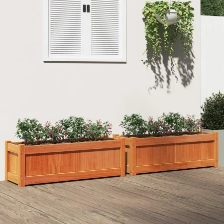 Jardineras de exterior 2 uds madera maciza de pino marrón cera de , Maceteros y jardineras - Ref: Foro24-837454, Precio: 100,...