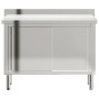 Mesa de trabajo de cocina puertas correderas acero inoxidable