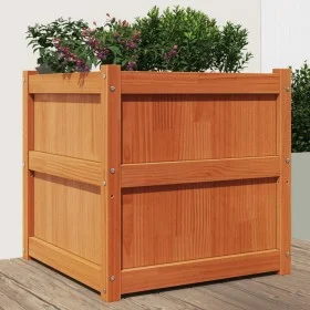 Jardinera exterior madera maciza pino marrón cera 60x60x60 cm de , Maceteros y jardineras - Ref: Foro24-837428, Precio: 95,07...