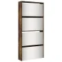 Schuhschrank mit Spiegel 4 Ebenen Räuchereiche 63x17x134 cm von , Schuhregale und Schuhorganisatoren - Ref: Foro24-3228277, P...