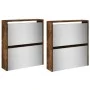 Schuhschrank mit Spiegel 4 Ebenen Räuchereiche 63x17x134 cm von , Schuhregale und Schuhorganisatoren - Ref: Foro24-3228277, P...