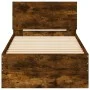 Smoked oak engineered wood bed with headboard 75x190 cm by , Beds and slatted bases - Ref: Foro24-838663, Price: 66,50 €, Dis...