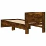 Smoked oak engineered wood bed with headboard 75x190 cm by , Beds and slatted bases - Ref: Foro24-838663, Price: 66,50 €, Dis...