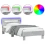 Concrete gray LED lights headboard bed frame 75x190 cm by , Beds and slatted bases - Ref: Foro24-838753, Price: 82,11 €, Disc...