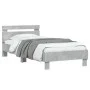 Concrete gray LED lights headboard bed frame 75x190 cm by , Beds and slatted bases - Ref: Foro24-838753, Price: 82,11 €, Disc...