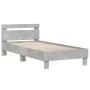 Concrete gray LED lights headboard bed frame 75x190 cm by , Beds and slatted bases - Ref: Foro24-838753, Price: 82,11 €, Disc...