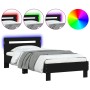 Bed frame with headboard and LED lights black 75x190 cm by , Beds and slatted bases - Ref: Foro24-838751, Price: 96,05 €, Dis...