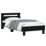Bed frame with headboard and LED lights black 75x190 cm by , Beds and slatted bases - Ref: Foro24-838751, Price: 96,05 €, Dis...