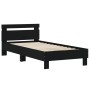 Bed frame with headboard and LED lights black 75x190 cm by , Beds and slatted bases - Ref: Foro24-838751, Price: 96,05 €, Dis...