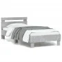Estructura de cama cabecero luces LED gris hormigón 90x200 cm de , Camas y somieres - Ref: Foro24-838718, Precio: 108,30 €, D...