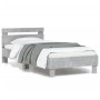 Estructura de cama cabecero luces LED gris hormigón 90x200 cm de , Camas y somieres - Ref: Foro24-838718, Precio: 110,27 €, D...