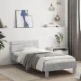 Estructura de cama cabecero luces LED gris hormigón 90x200 cm de , Camas y somieres - Ref: Foro24-838718, Precio: 108,30 €, D...