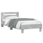 Estructura de cama cabecero luces LED gris hormigón 90x200 cm de , Camas y somieres - Ref: Foro24-838718, Precio: 108,30 €, D...