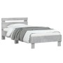 Estructura de cama cabecero luces LED gris hormigón 90x200 cm de , Camas y somieres - Ref: Foro24-838718, Precio: 110,27 €, D...