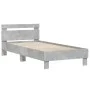 Estructura de cama cabecero luces LED gris hormigón 90x200 cm de , Camas y somieres - Ref: Foro24-838718, Precio: 108,30 €, D...