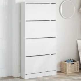 Shoe cabinet with 4 folding drawers white 80x21x163.5 cm by , Shoe racks and shoe organizers - Ref: Foro24-3214364, Price: 12...