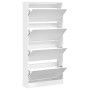 Shoe cabinet with 4 folding drawers white 80x21x163.5 cm by , Shoe racks and shoe organizers - Ref: Foro24-3214364, Price: 12...