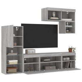 TV-Wandmöbel mit LED, 6-teilig, Holzwerkstoff, grau Sonoma von , TV-Möbel - Ref: Foro24-3216737, Preis: 212,08 €, Rabatt: %