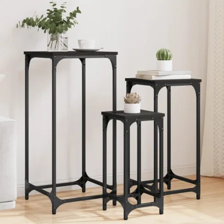 Stackable side tables 3 units black engineered wood by , Side tables - Ref: Foro24-838938, Price: 49,68 €, Discount: %