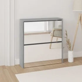 Shoe cabinet with mirror 2 levels Sonoma gray 63x17x67 cm by , Shoe racks and shoe organizers - Ref: Foro24-342633, Price: 76...