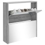 Shoe cabinet with mirror 2 levels Sonoma gray 63x17x67 cm by , Shoe racks and shoe organizers - Ref: Foro24-342633, Price: 78...