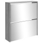 Shoe cabinet with mirror 2 levels Sonoma gray 63x17x67 cm by , Shoe racks and shoe organizers - Ref: Foro24-342633, Price: 78...