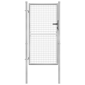 Puerta de jardín de acero galvanizado plateado 105x200 cm