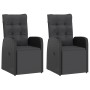 Set comedor de jardín 11 piezas y cojines ratán sintético negro