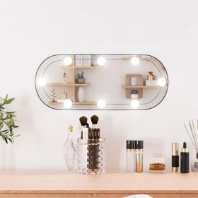 Oval wall mirror with glass LED lights 20x50 cm by , Mirrors - Ref: Foro24-3189159, Price: 29,60 €, Discount: %