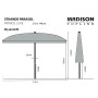 Madison Patmos Luxe rectangular umbrella 210x140 cm gray by , Umbrellas - Ref: Foro24-418774, Price: 88,75 €, Discount: %