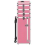 Maletín trolley de maquillaje de aluminio rosa