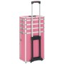 Maletín trolley de maquillaje de aluminio rosa