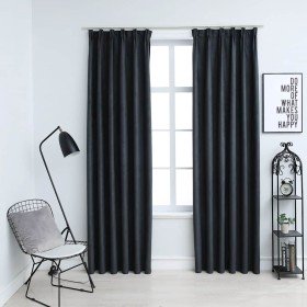 Cortinas opacas con ganchos 2 uds gris antracita 140x245 cm Cortinas opacas con ganchos 2 uds gris antracita 140x245 cm