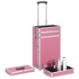 Maletín trolley de maquillaje de aluminio rosa