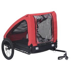 Remolque de bicicleta para mascotas rojo y negro